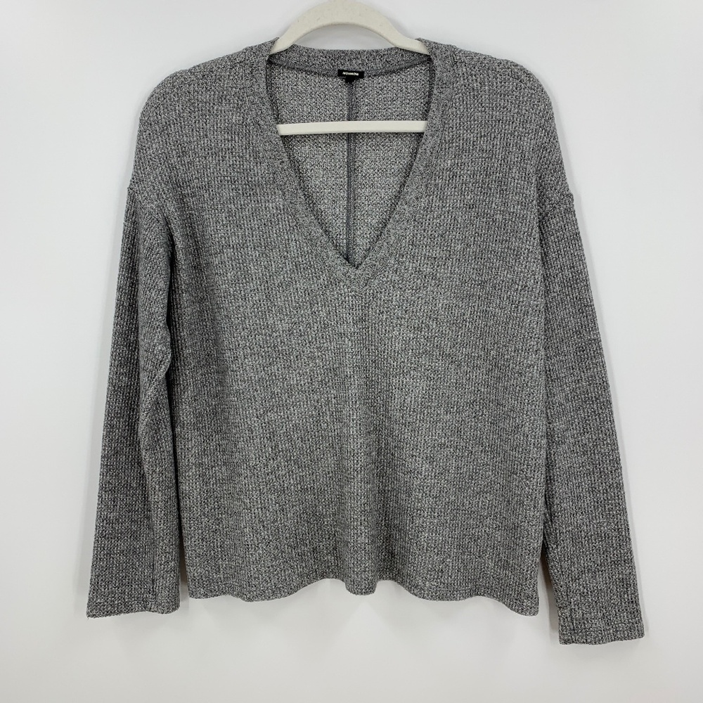 Monrow V-Neck Long Sleeve Thermal Grey Sz S
